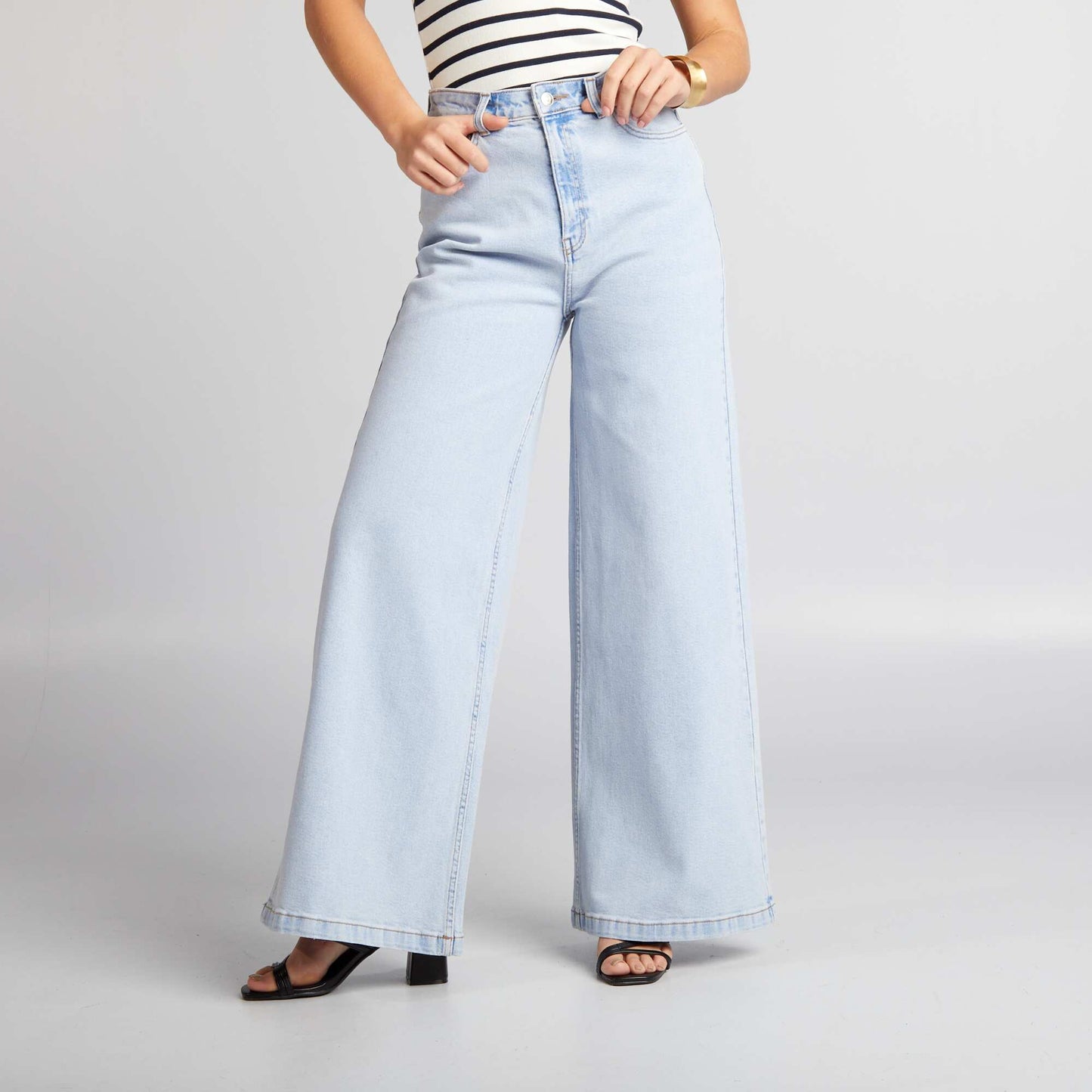 Cropped wide-leg denim trousers BLUE