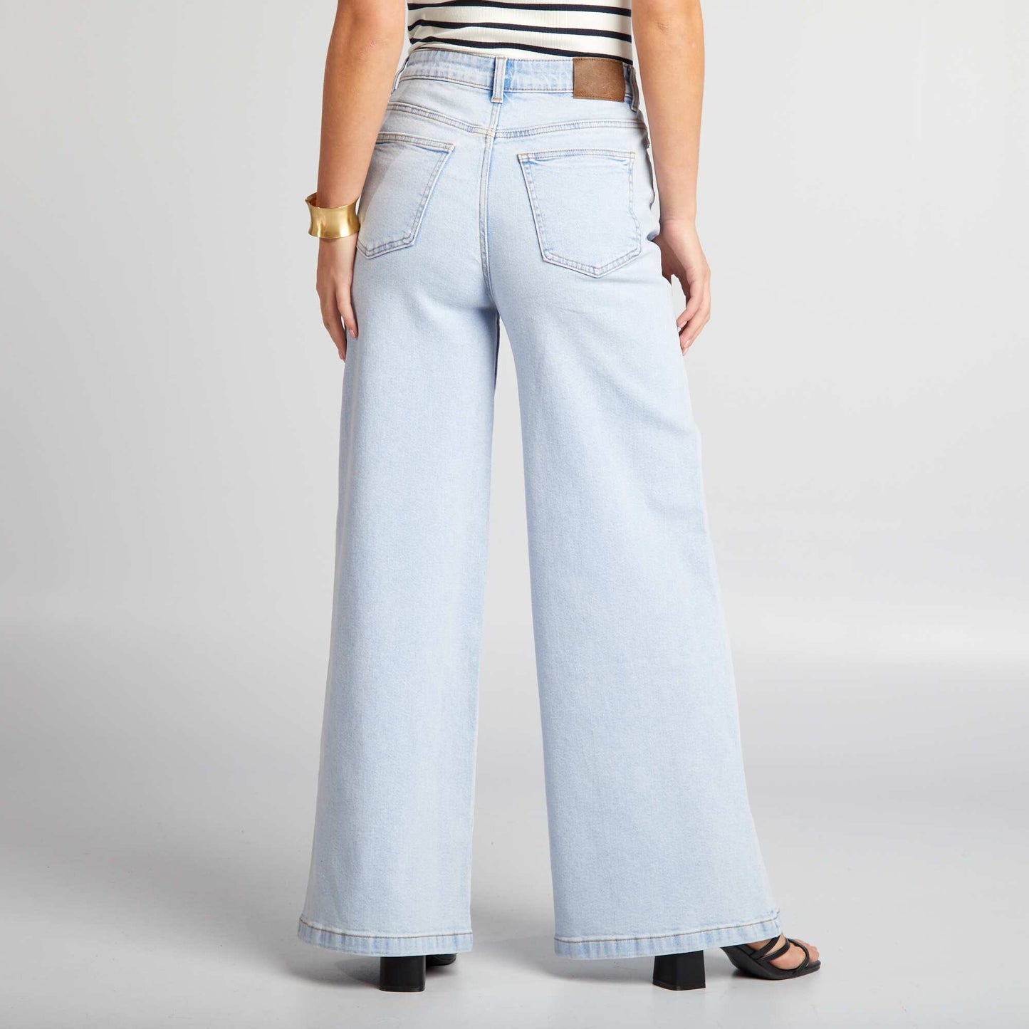 Cropped wide-leg denim trousers BLUE