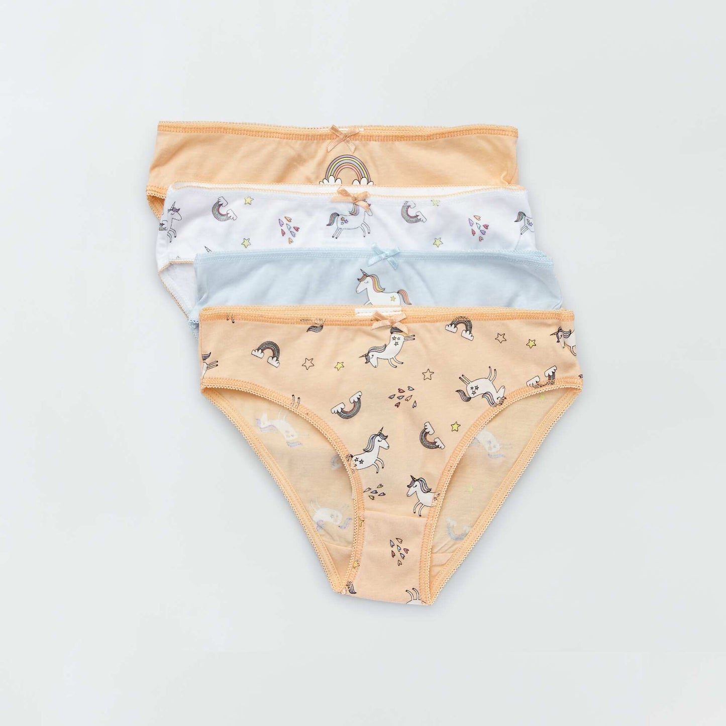 Jersey briefs with pretty bow - Pack of 4 ORANGE