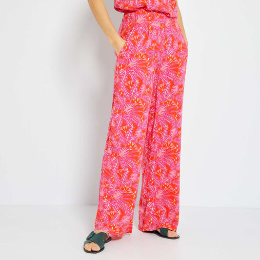 High-waisted wide-leg trousers RED