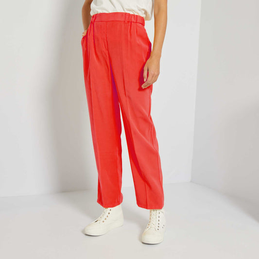 High-waisted trousers RED