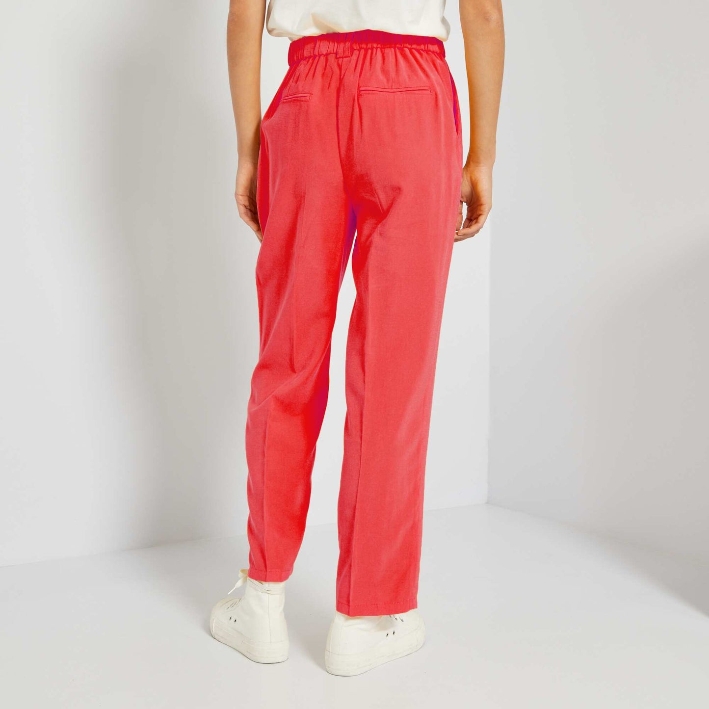 High-waisted trousers RED