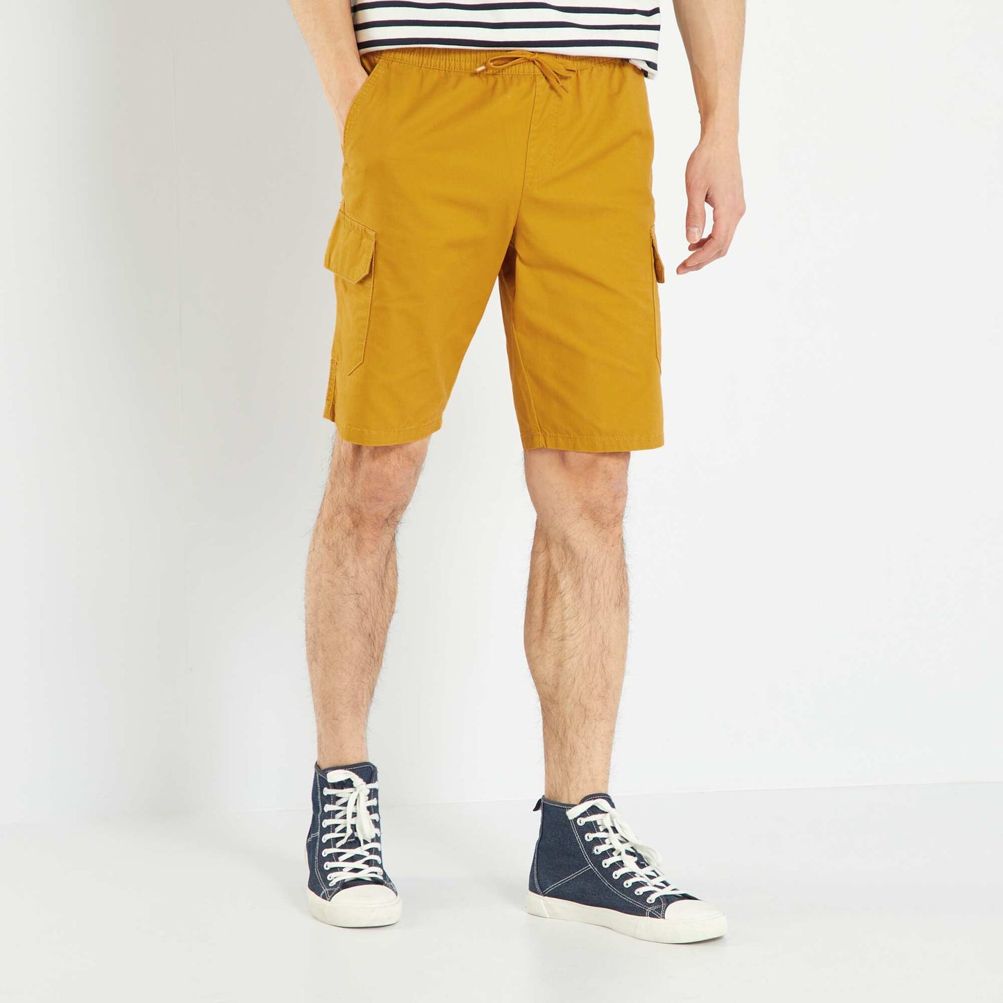 Twill Bermuda shorts with cargo pockets YELLOW