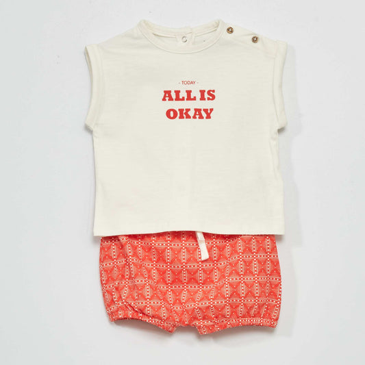 Jersey T-shirt + bloomers - Two-piece set RED