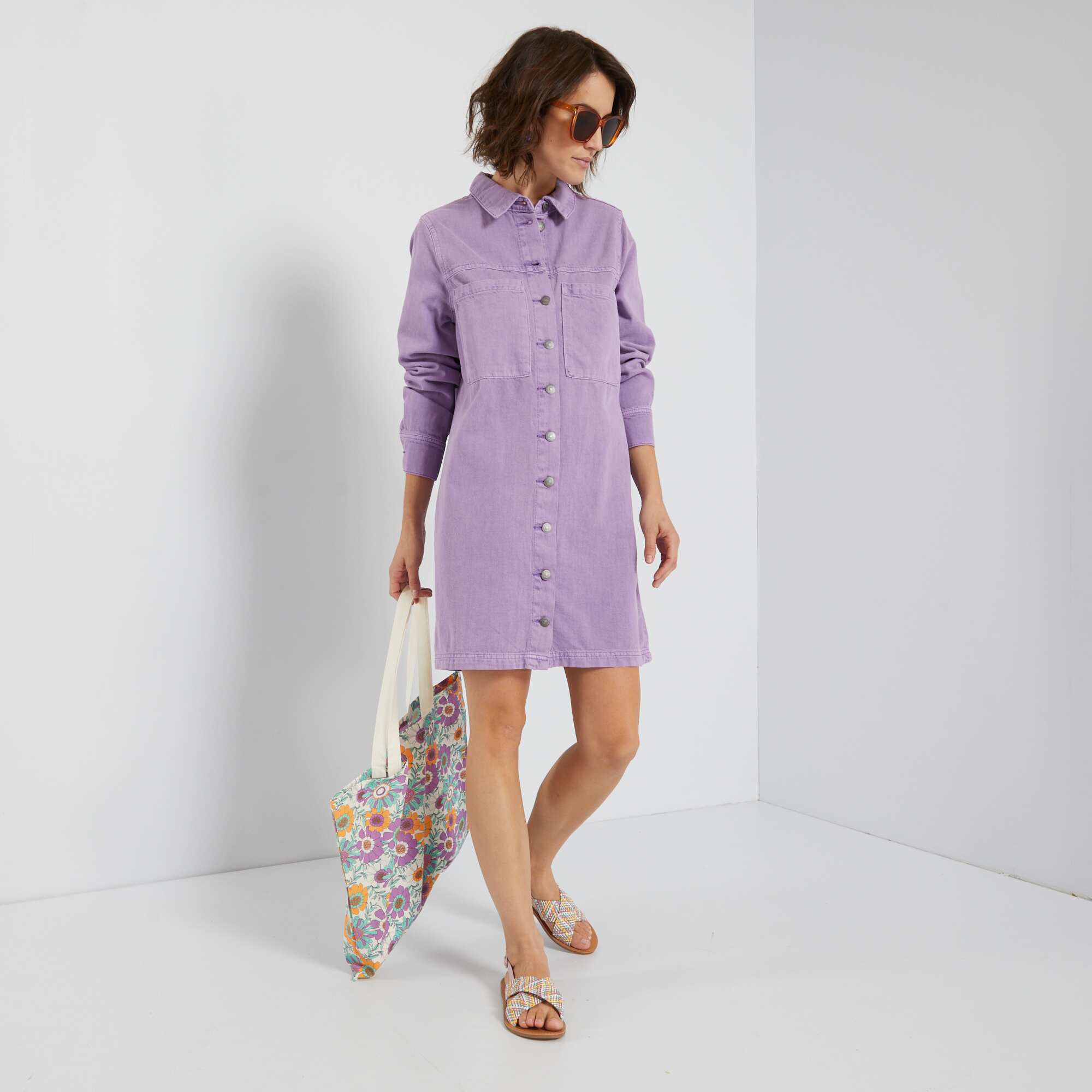 Purple denim clearance dress