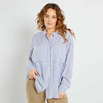 Longline striped blouse WHITE