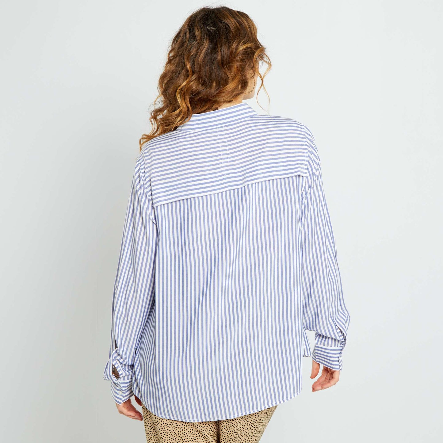 Longline striped blouse WHITE