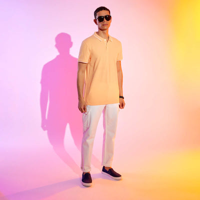 Piqué knit polo shirt ORANGE