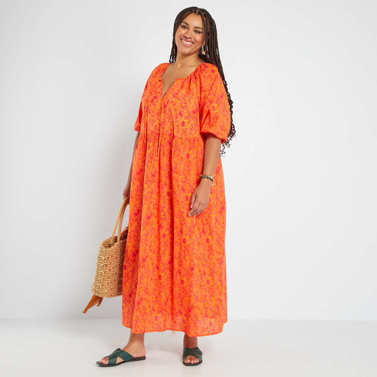 Long floral dress ORANGE