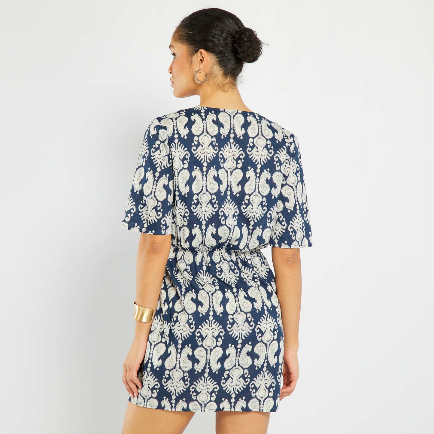 Printed wrap dress BLUE