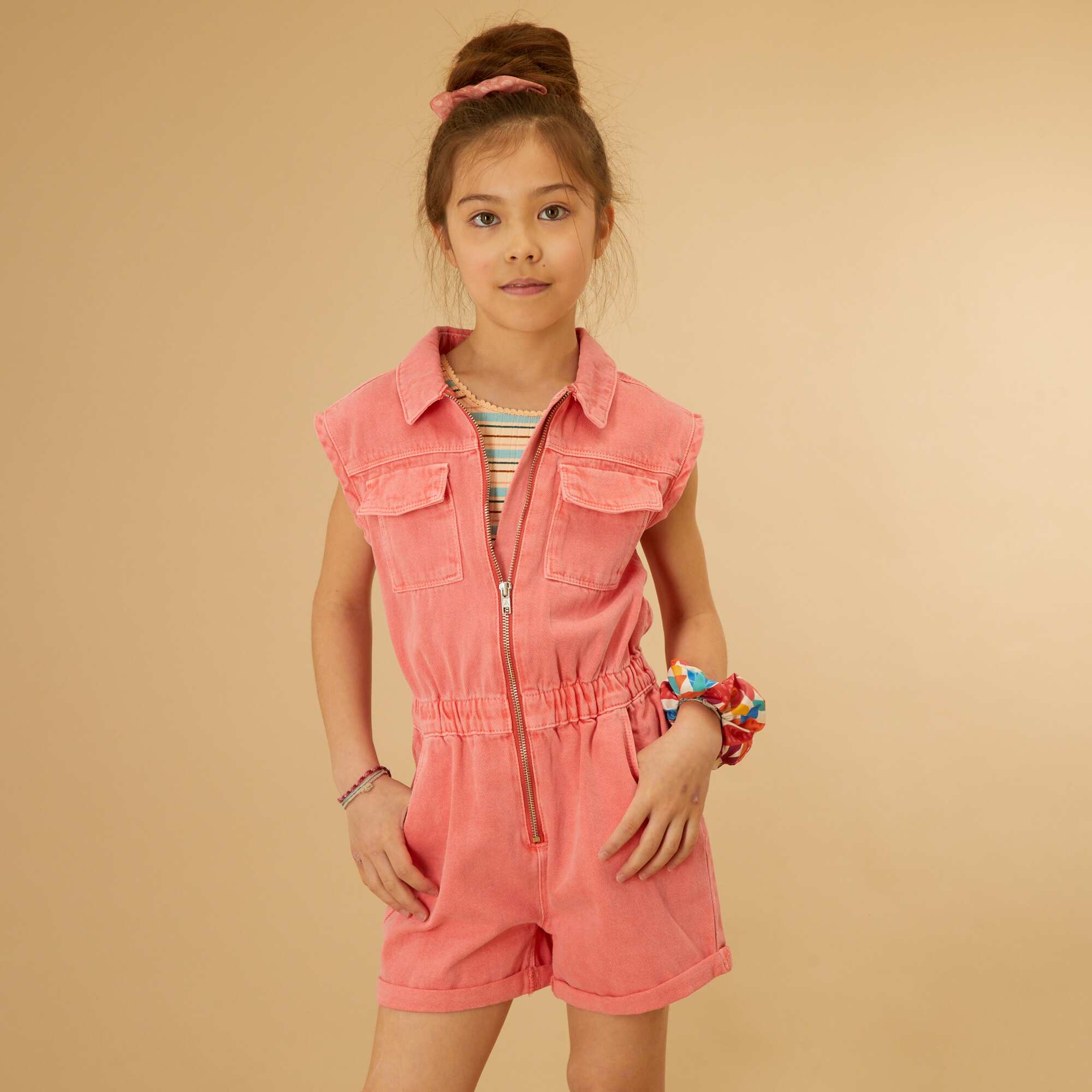VIESTA SLEEVELESS DENIM PLAYSUIT - Pink – Dolly Girl Fashion