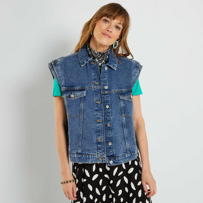 Slouchy denim waistcoat BLUE
