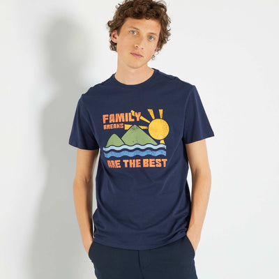 Printed jersey T-shirt BLUE