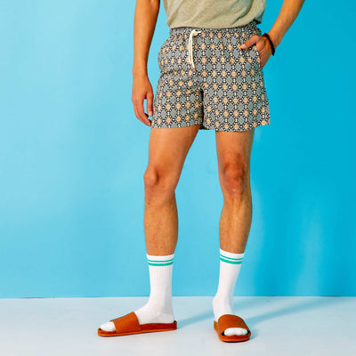 Short patterned swim shorts BEIGE