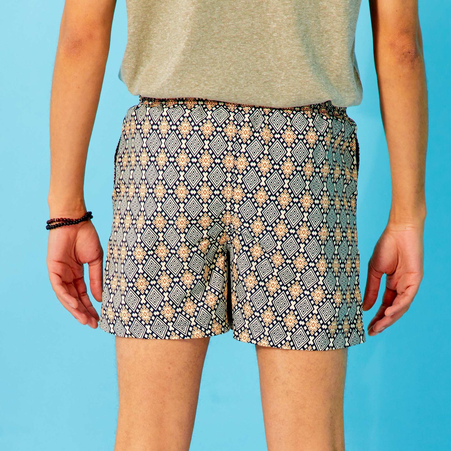 Short patterned swim shorts BEIGE