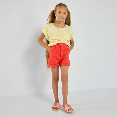 Denim shorts cayenne red
