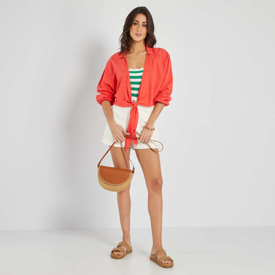 Cropped V-neck blouse CAY RED
