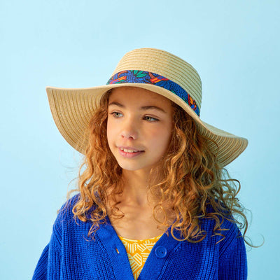 Wide-brimmed raffia hat BEIGE
