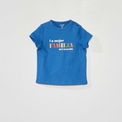 Jersey T-shirt with print on the front BLUE
