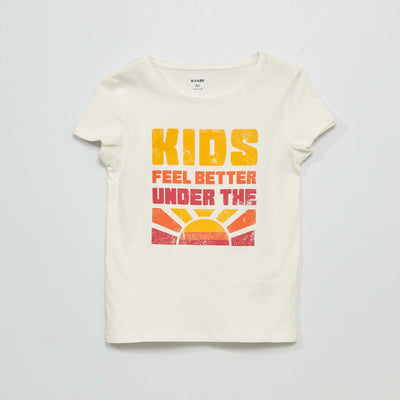 Printed jersey T-shirt BEIGE
