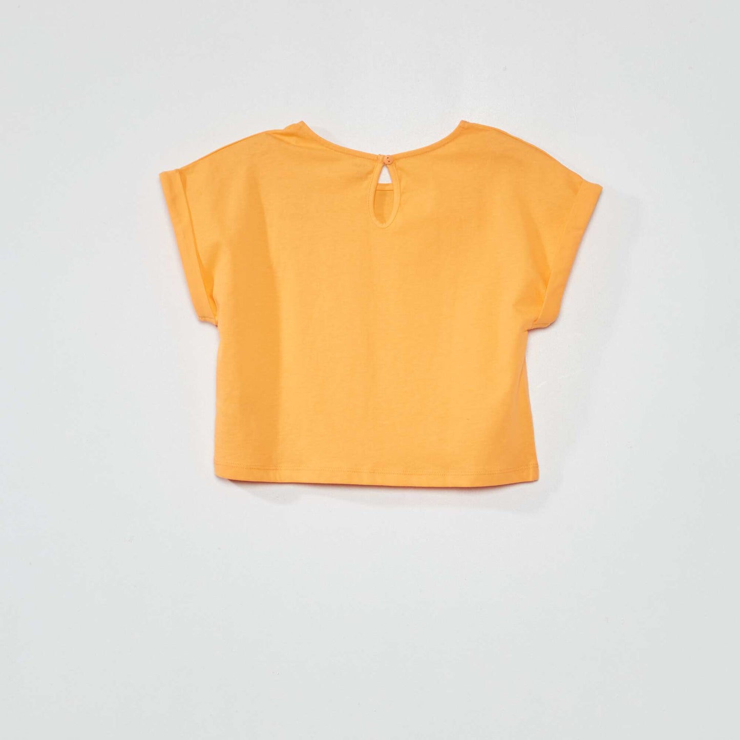 Plain T-shirt with heart pocket apricot