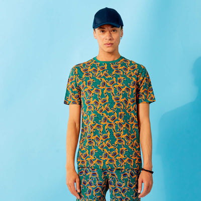 Regular fit T-shirt with round neckline GREEN